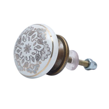 Grey Golden Floral Cabinet Knobs